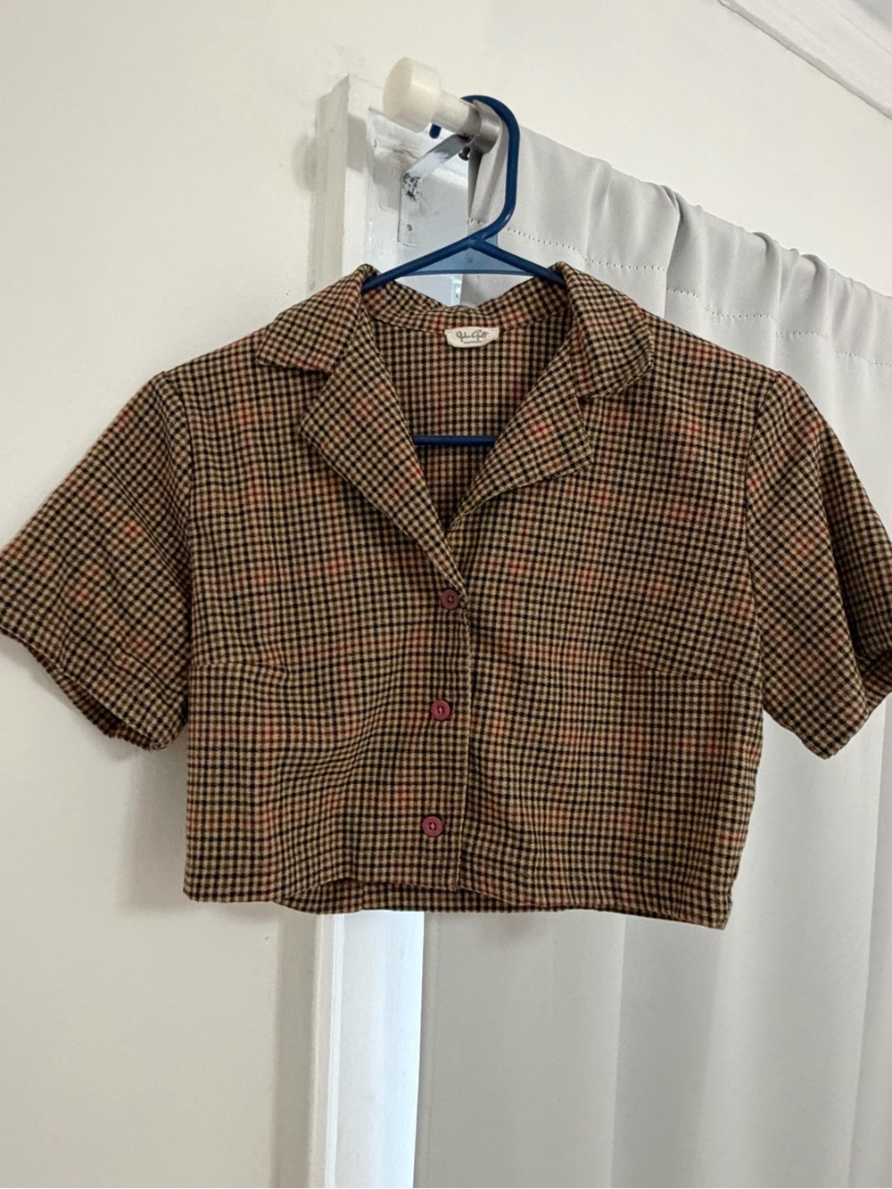 Brandy Melville Cropped Houndstooth Short-Sleeve Jacket